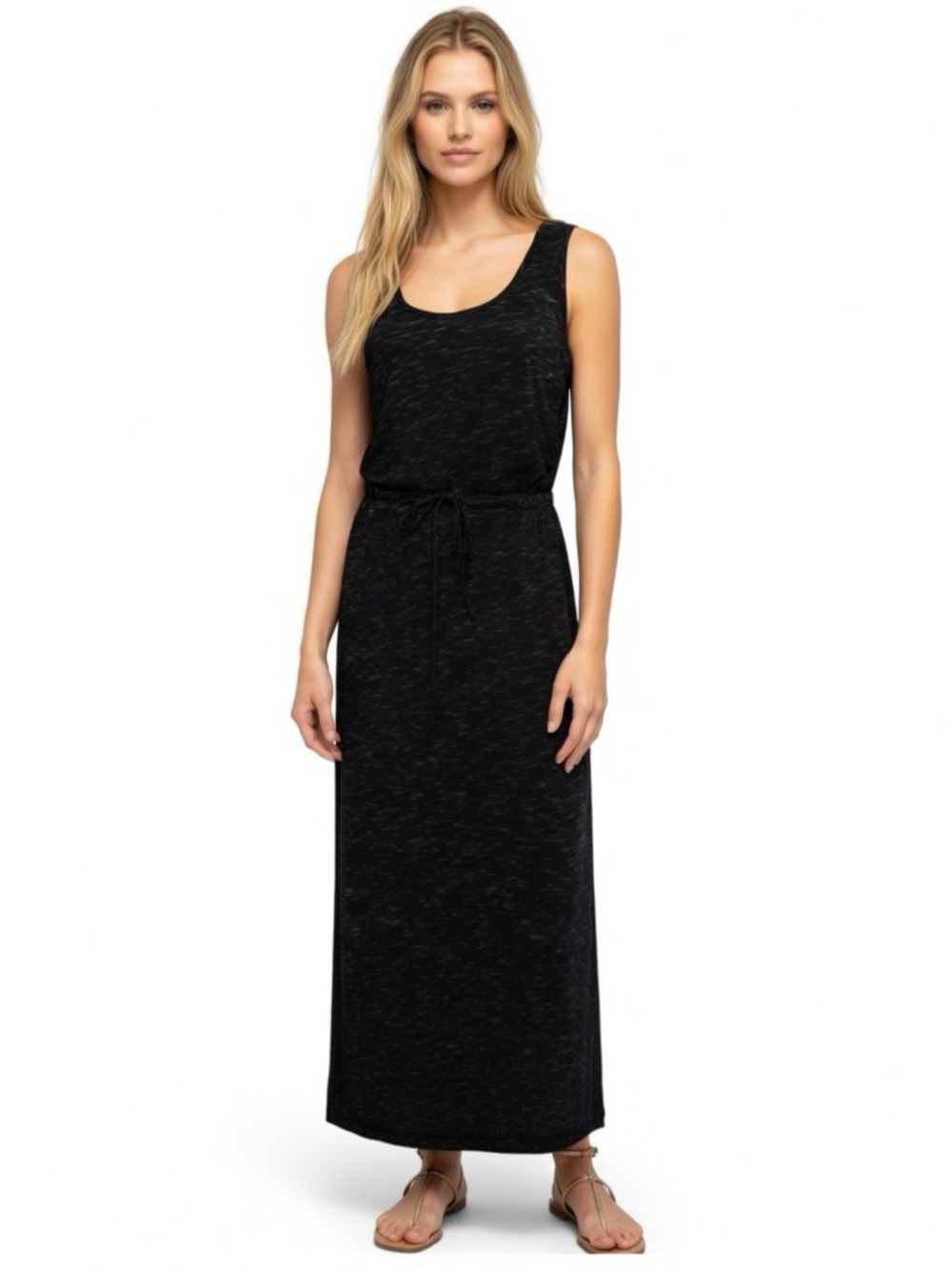 Mossimo Maxi Black Relaxed Sleeveless Summer and Waist Tie Soft Tank Dress